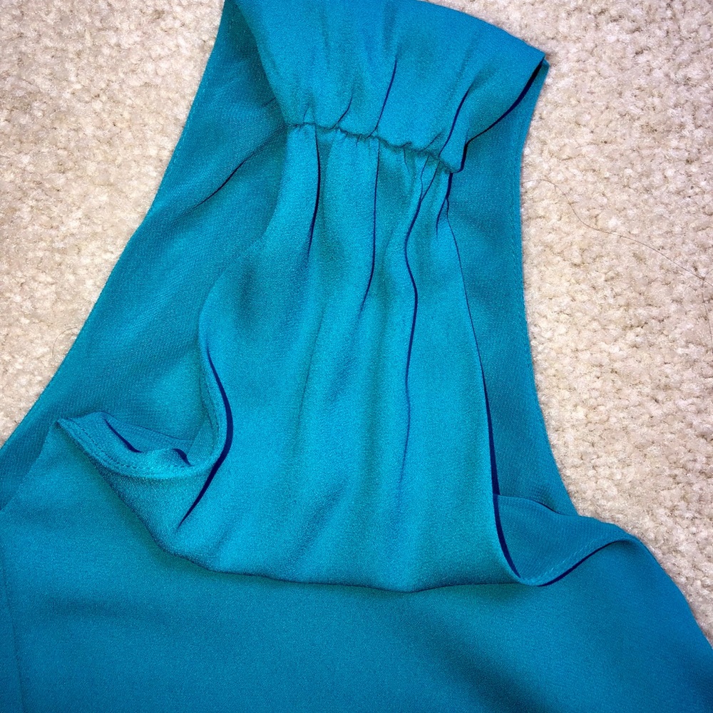 Loft Turquoise Drop Waist Ruffle Top - Picture 6 of 6